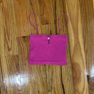 Zara Fuchsia Ribbed Cropped Cami with V-Notch